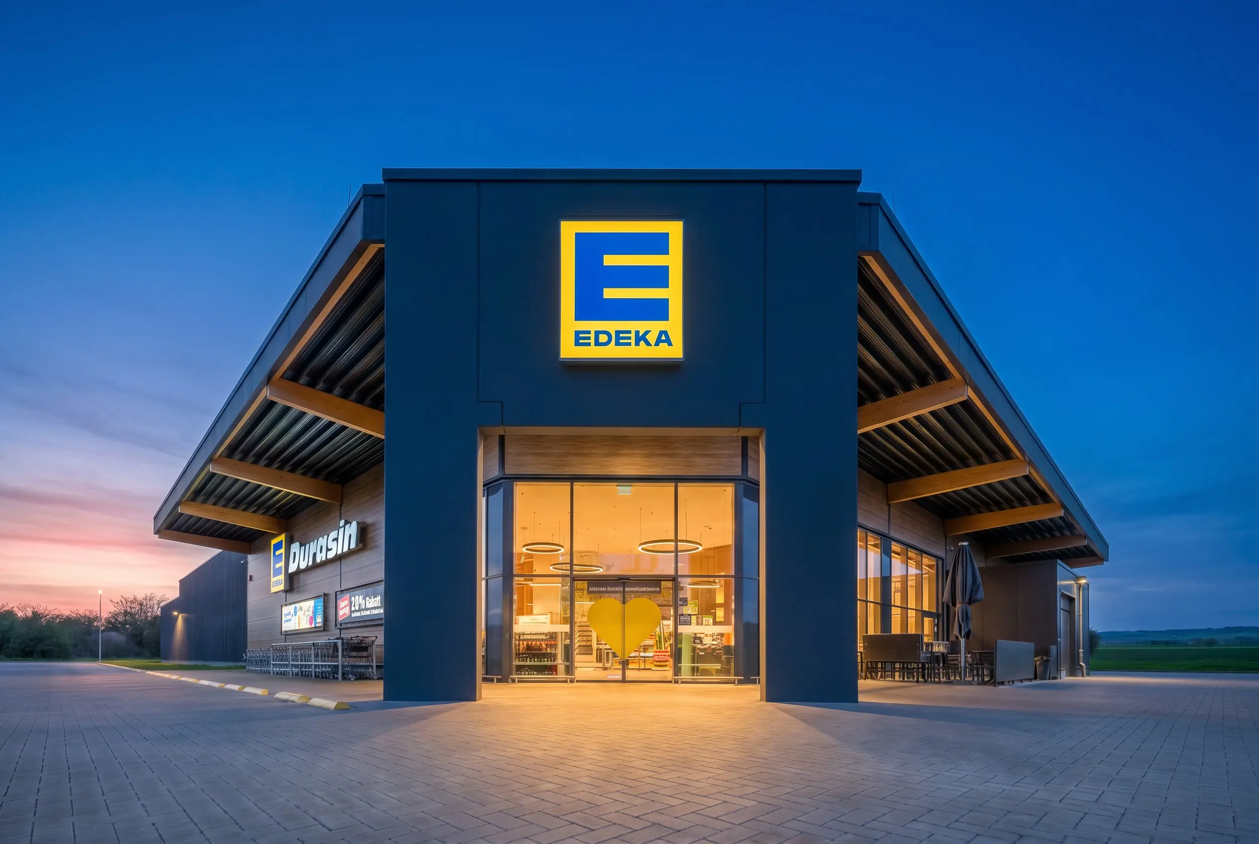 Architekturfotografie Edeka Supermarkt bei Nacht – Patzsch Werbefotografie